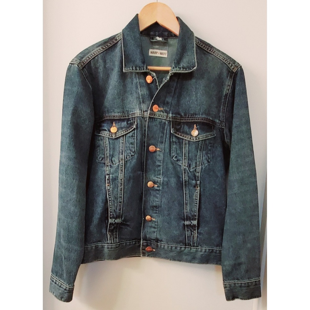 Warp + Weft Jean Trucker Jacket Denim Sea Seattle Scout Blue SM Copper Unisex - Picture 8 of 16